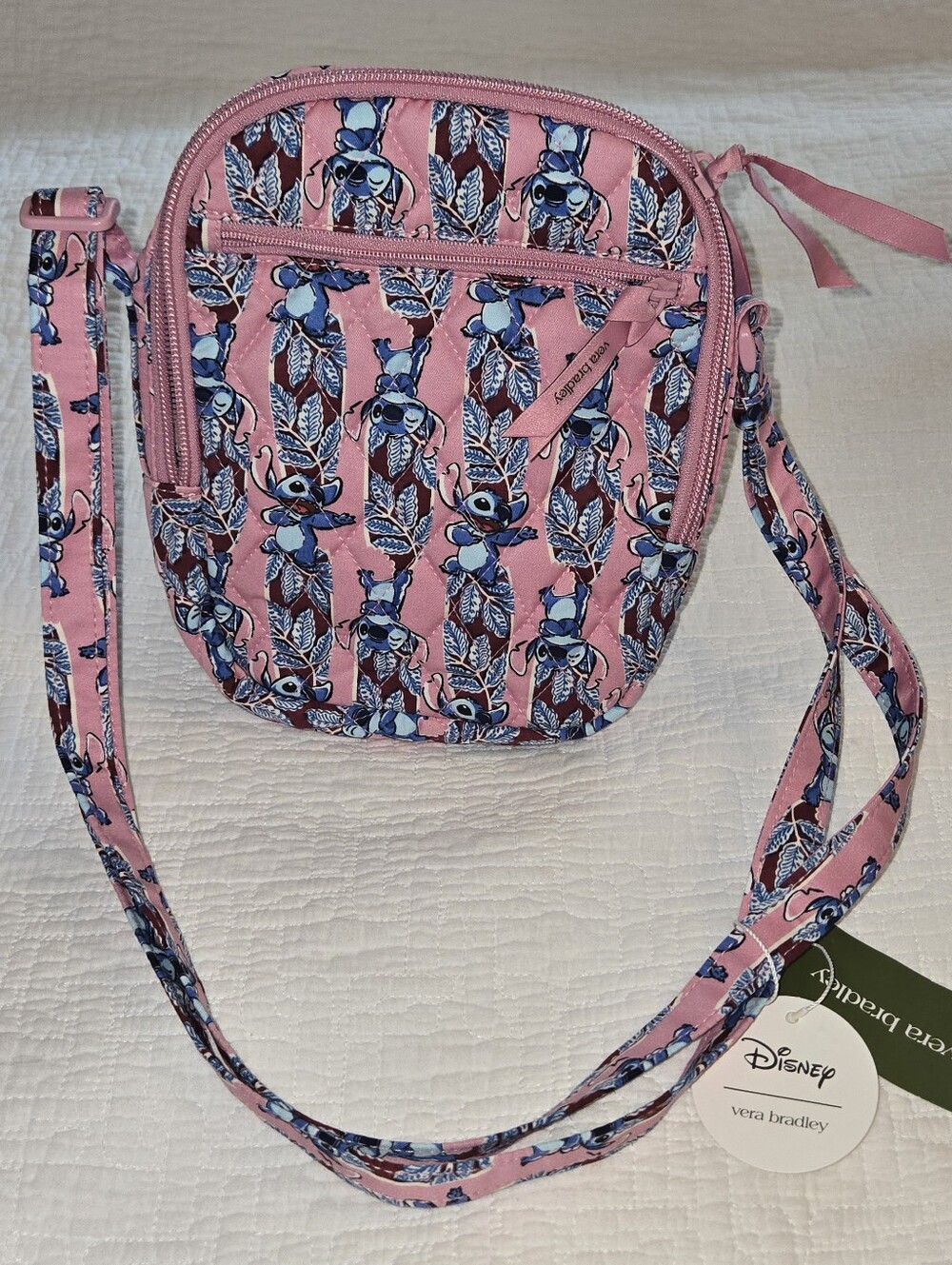 Vera Bradley Pink Disney Stitch Quilted Crossbody Bag, 4 Pockets - Picture 3 of 10